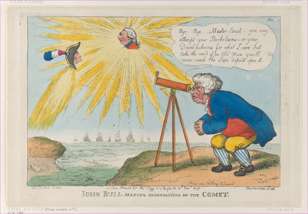 John Bull tekee havaintoja komeetta, 10. marraskuuta 1807., 10. marraskuuta 1807. tekijältä Thomas Rowlandson