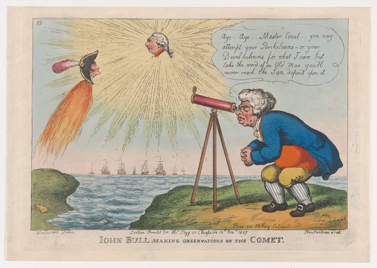 John Bull tekee havaintoja komeetta, 10. marraskuuta 1807., 10. marraskuuta 1807. tekijältä Thomas Rowlandson