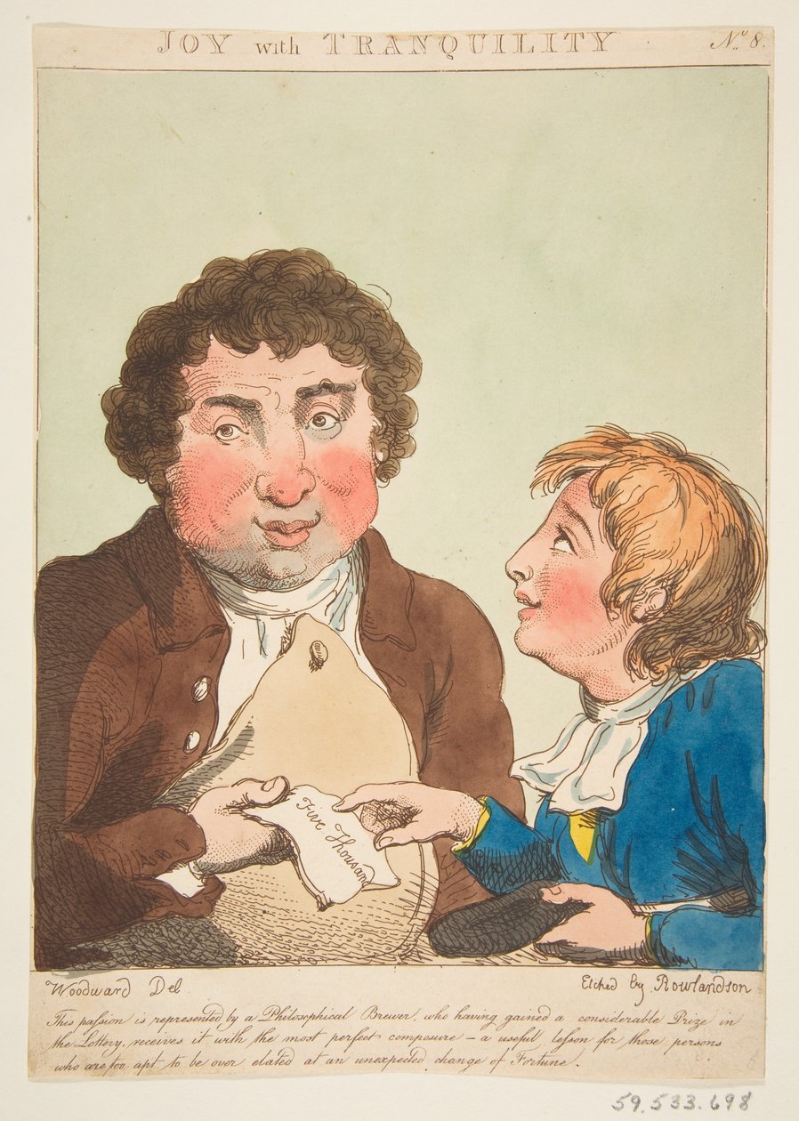 Joy with Tranquility Le Brun Travested eli Karikatyyrit intohimoista, 21. tammikuuta 1800. tekijältä Thomas Rowlandson