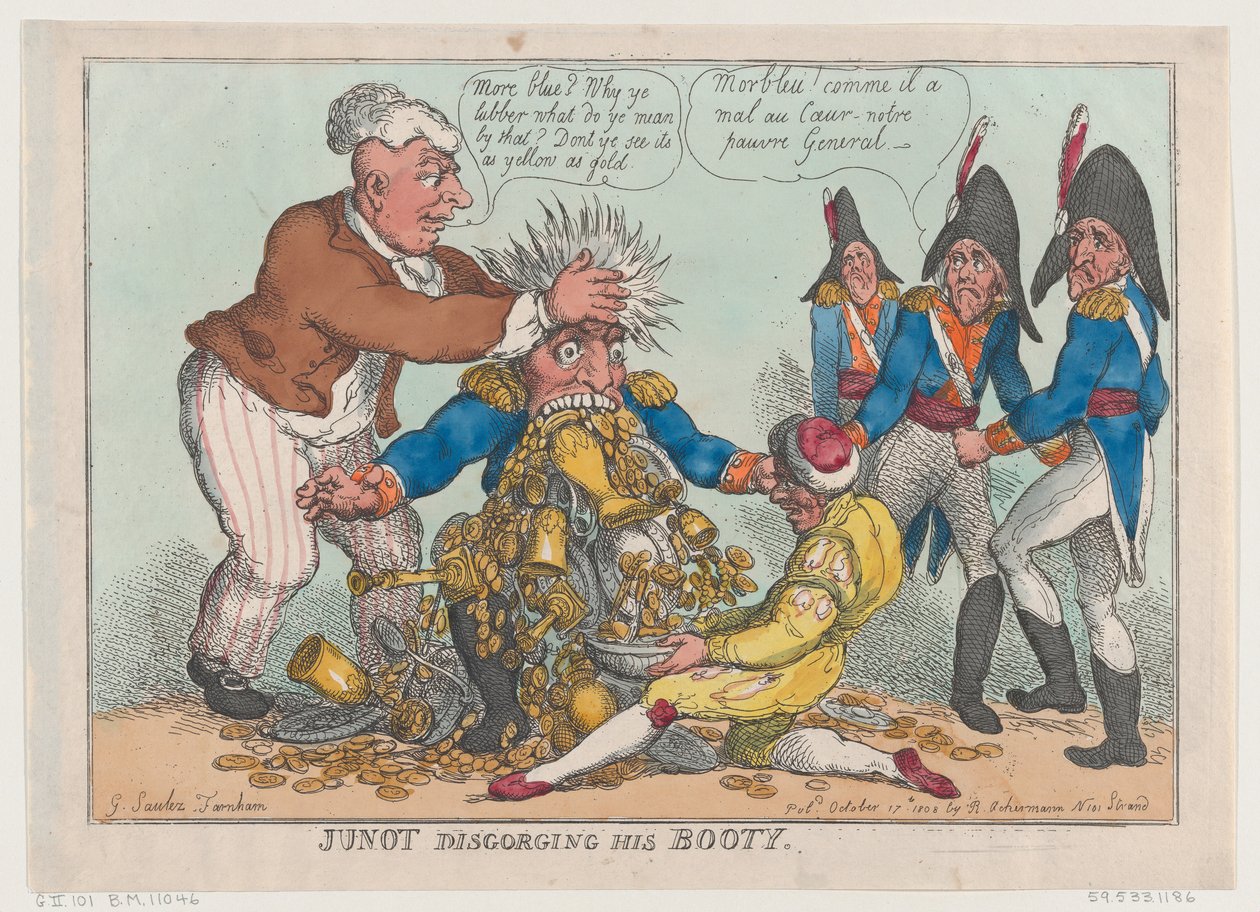 Junot Disgorging His Booty, 17. lokakuuta 1808, 17. lokakuuta 1808. tekijältä Thomas Rowlandson