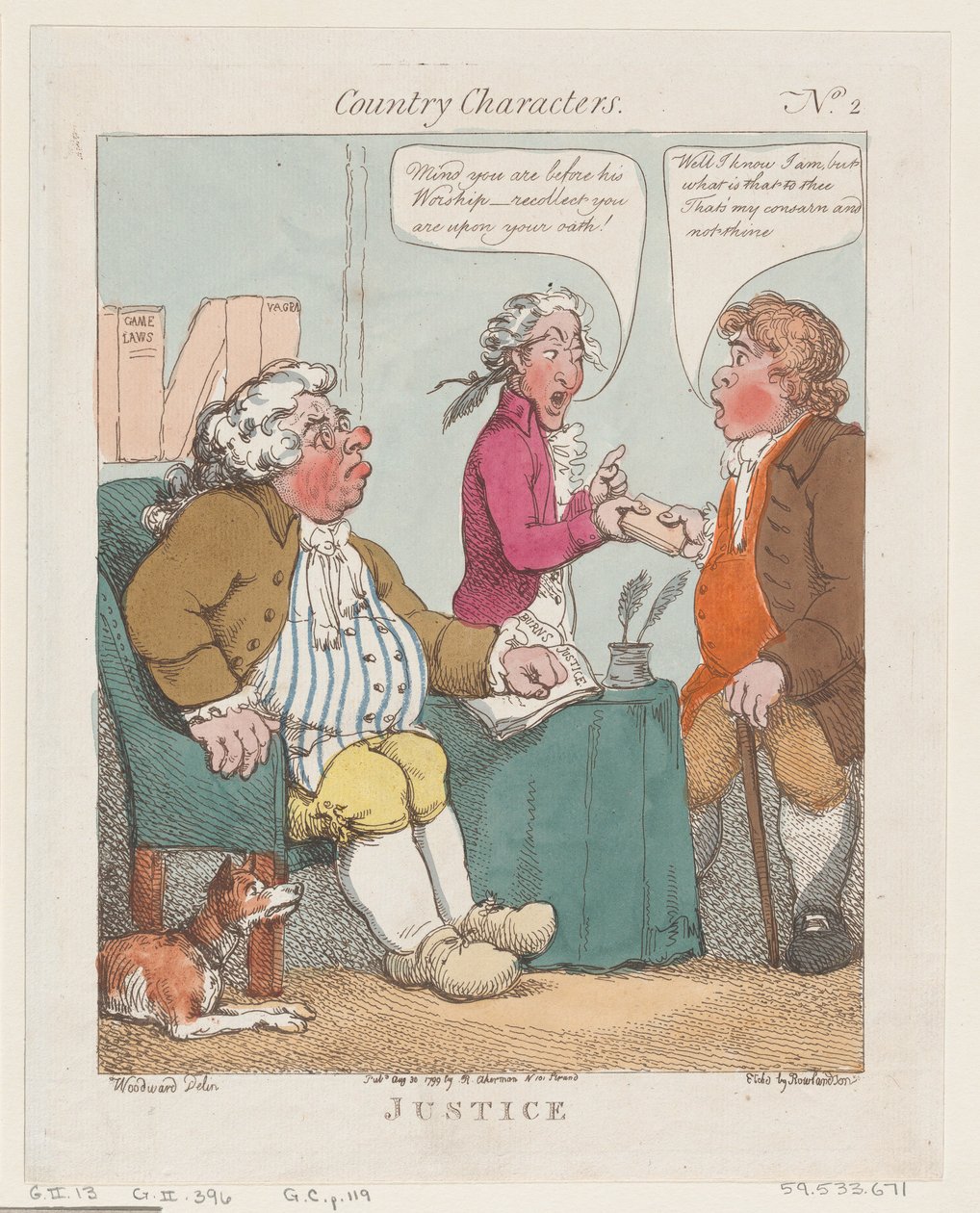 Oikeus, 30. elokuuta 1799, 30. elokuuta 1799. tekijältä Thomas Rowlandson