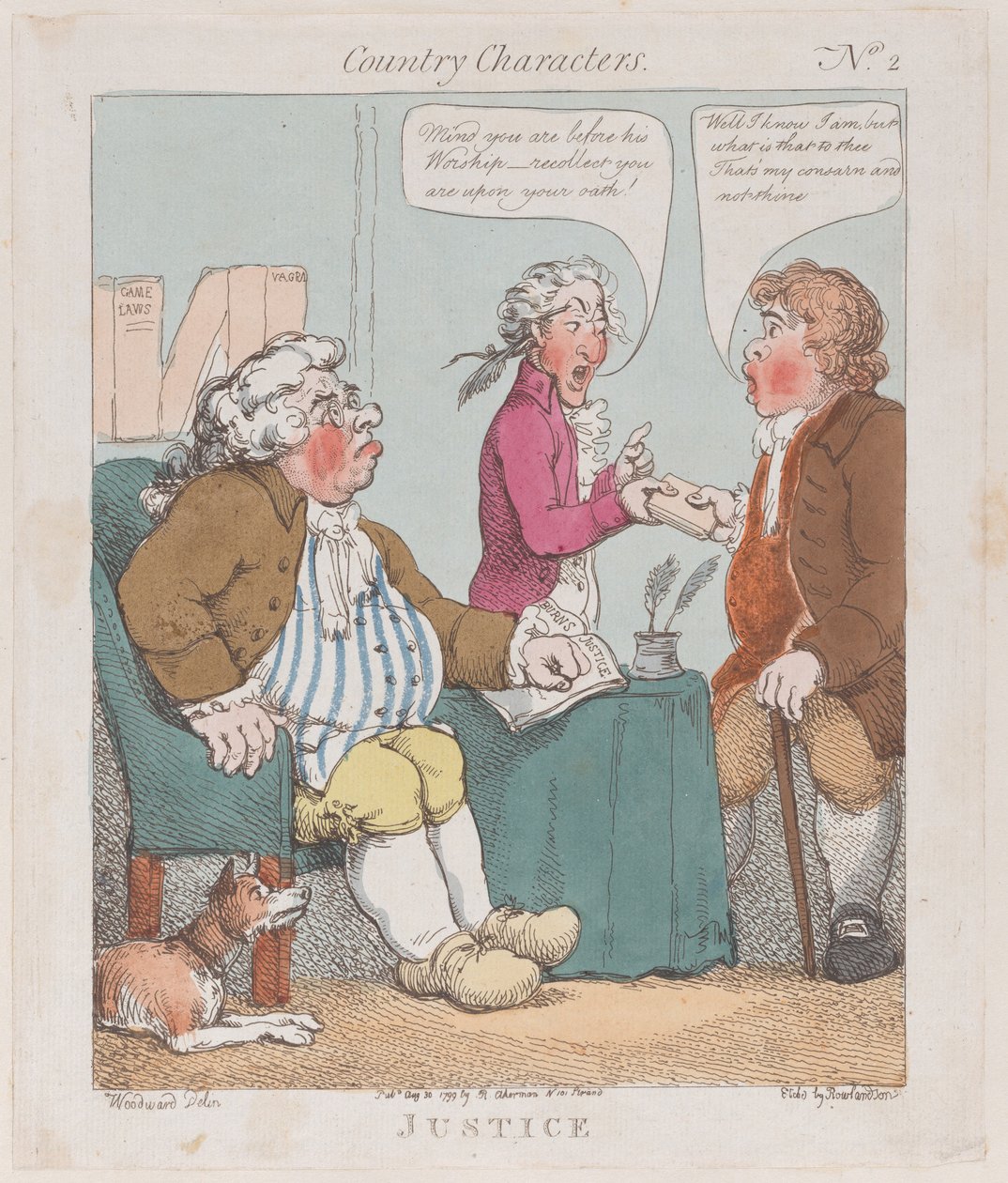 Oikeus, 30. elokuuta 1799, 30. elokuuta 1799. tekijältä Thomas Rowlandson