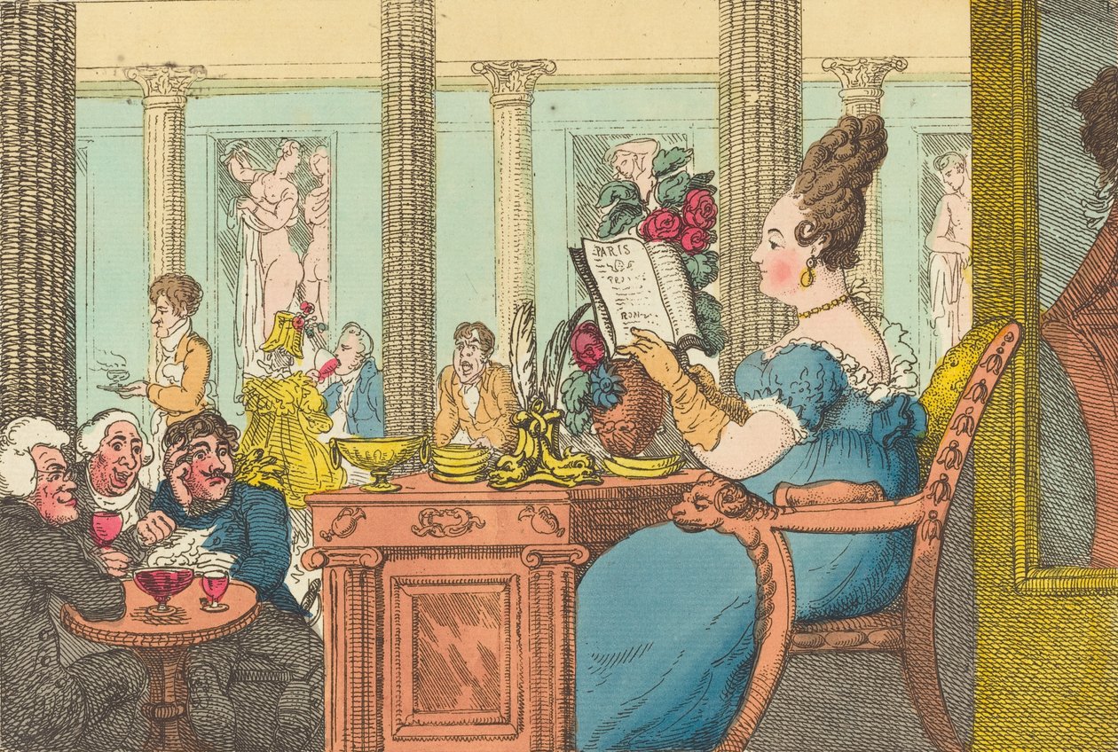 La Belle Limonaudiere Cafe des Mille Colonnesissa, Palais Royalissa, Pariisissa, 1814. tekijältä Thomas Rowlandson