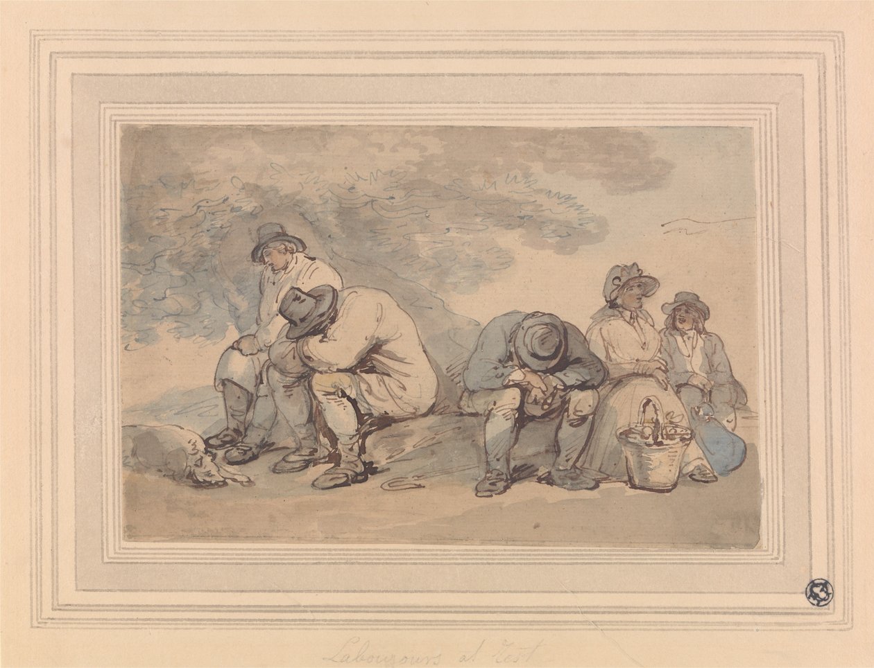 Lepäävät työmiehet tekijältä Thomas Rowlandson