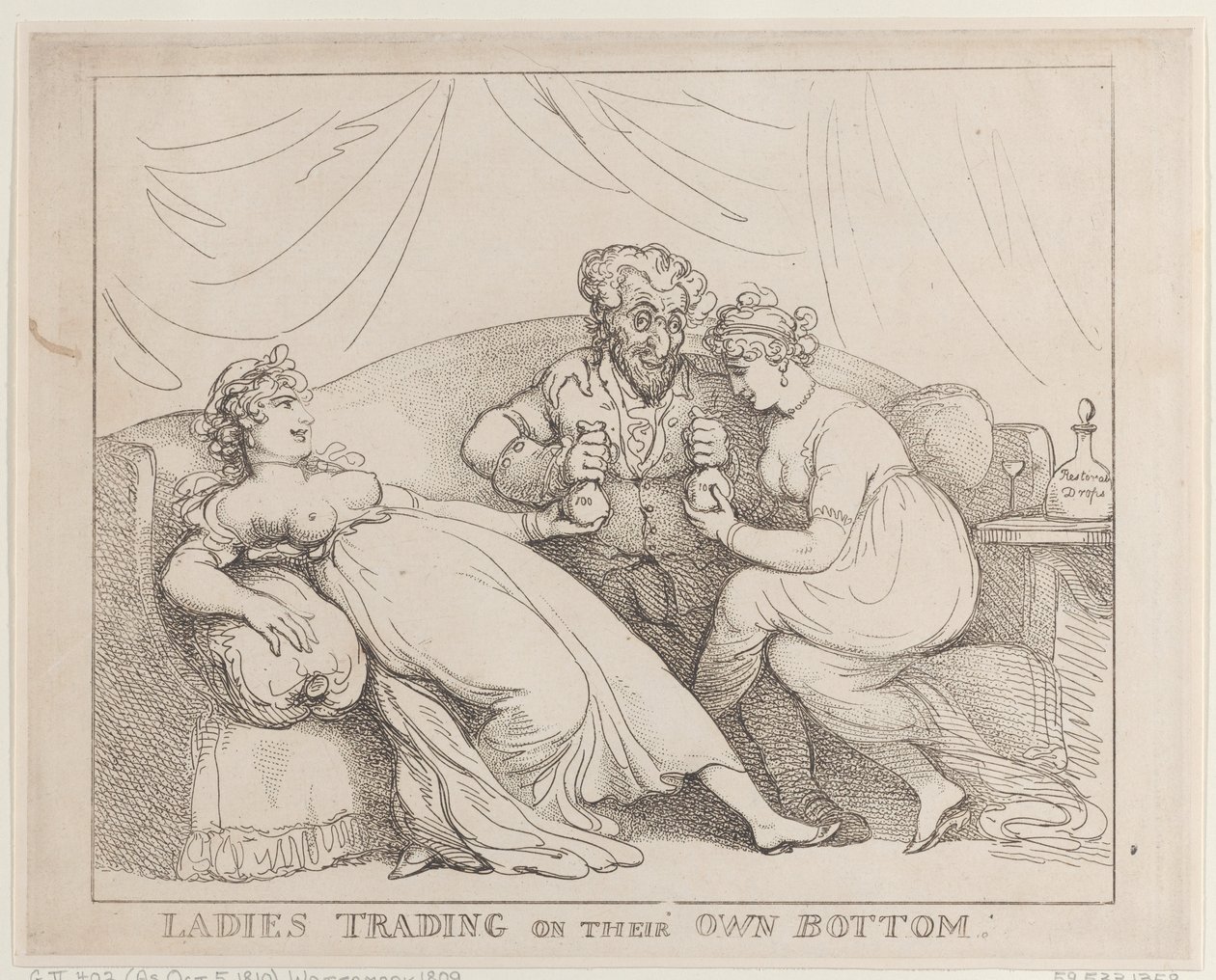 Naiset, jotka käyvät kauppaa omalla takapuolellaan tekijältä Thomas Rowlandson