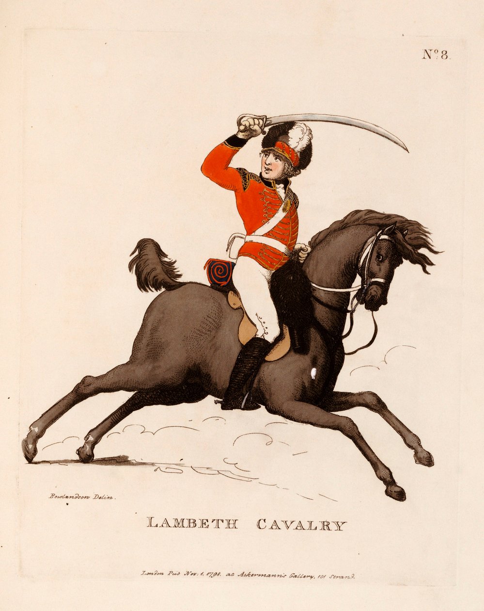 Lambeth Cavalry, elokuvasta "Loyal Volunteers of London and Environs", 1798-99 tekijältä Thomas Rowlandson