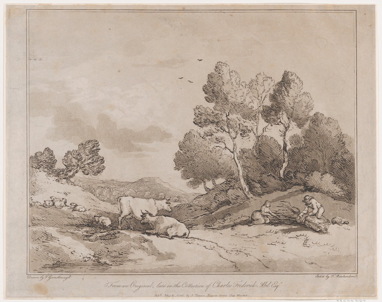 Maisema, jossa hahmot sitovat puunippua, 21. toukokuuta 1789., 21. toukokuuta 1789. tekijältä Thomas Rowlandson