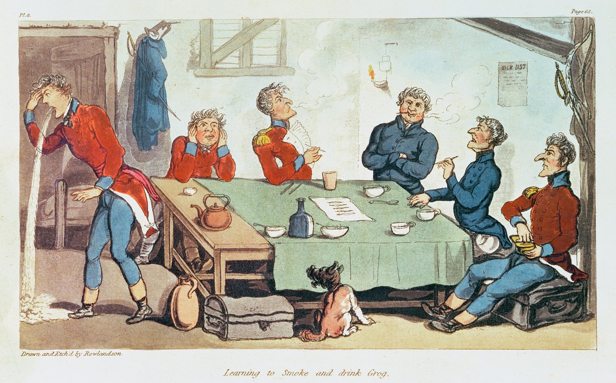 Opi polttamaan ja juomaan Grogia. 1815 tekijältä Thomas Rowlandson