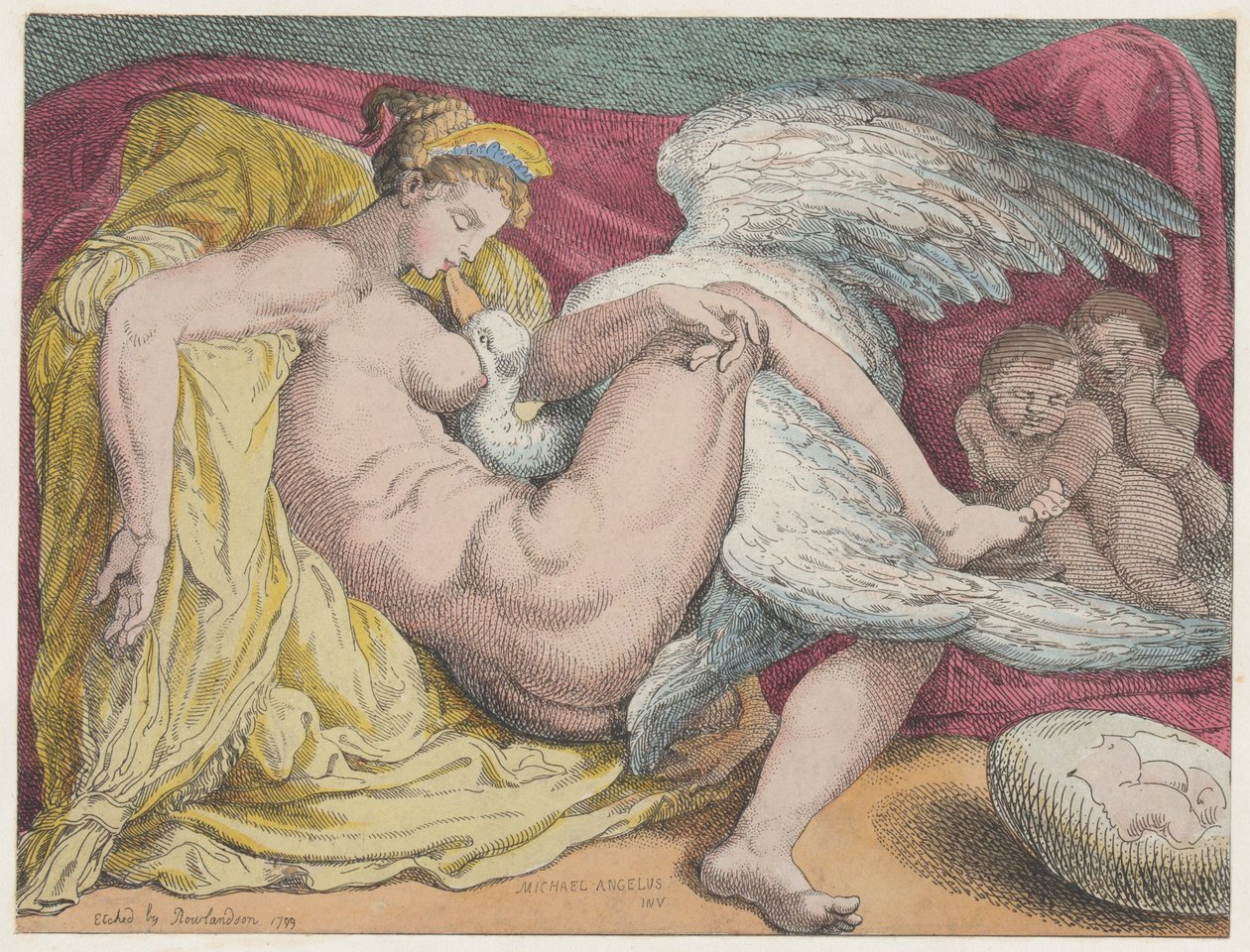 Leda ja joutsen, 1799, 1799. tekijältä Thomas Rowlandson