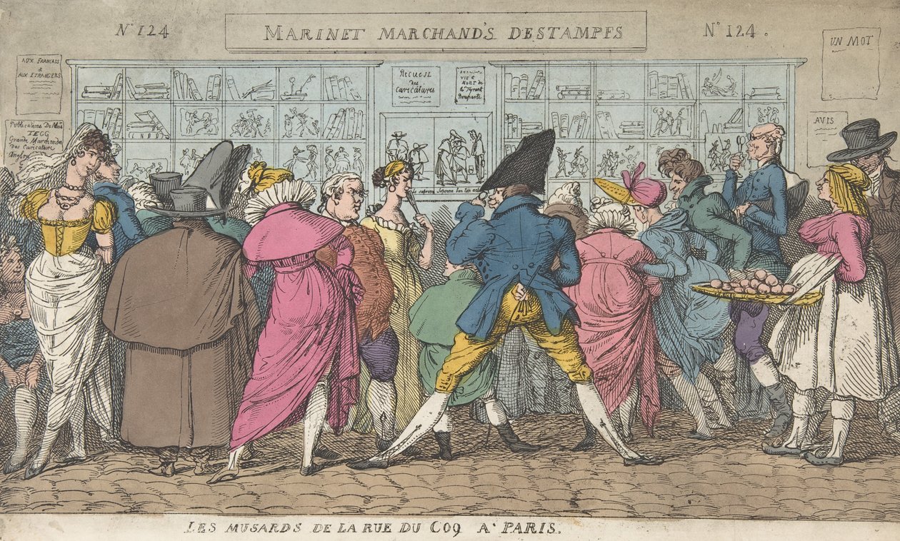 Rue du Coqin sinapit Pariisissa Rue Coqin dawdlers, Pariisi, n. 1810, n. 1810. tekijältä Thomas Rowlandson