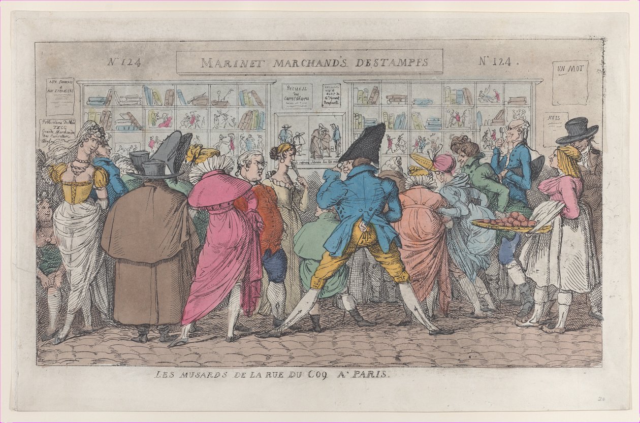 Rue du Coqin sinapit Pariisissa Rue Coqin dawdlers, n. 1810, n. 1810. tekijältä Thomas Rowlandson
