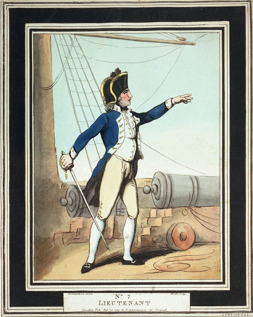 Luutnantti, kuninkaallisen laivaston laivaväenluutnantti 1700-luvulla. tekijältä Thomas Rowlandson