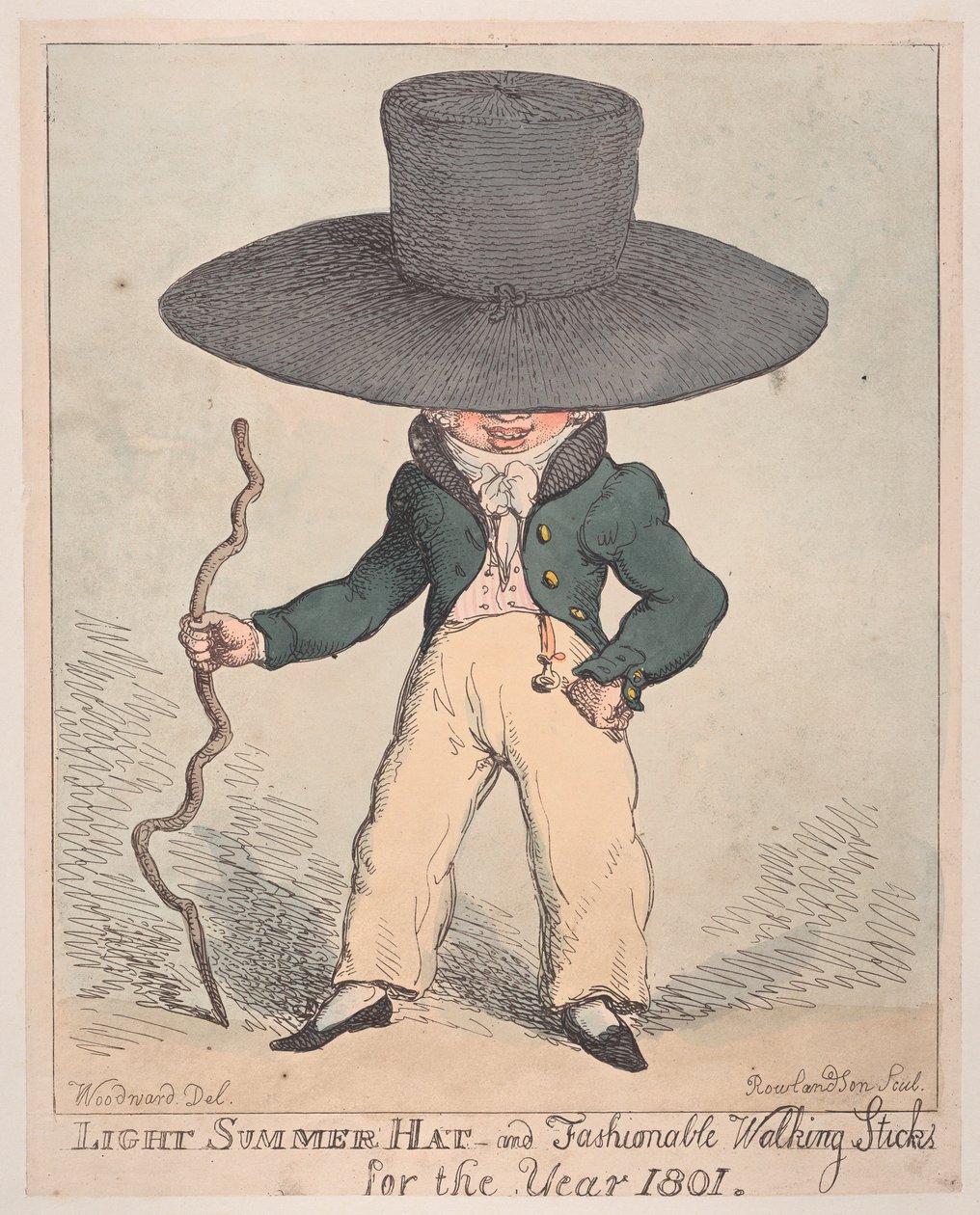 Kevyt kesähattu ja muodikkaat kävelykepit vuodelle 1801, 10.7.1801., 10.7.1801. tekijältä Thomas Rowlandson