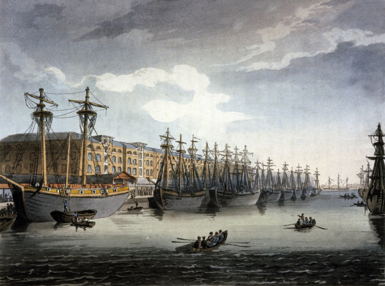 Lontoo, Thames-joki ja satamat tekijältä Thomas Rowlandson