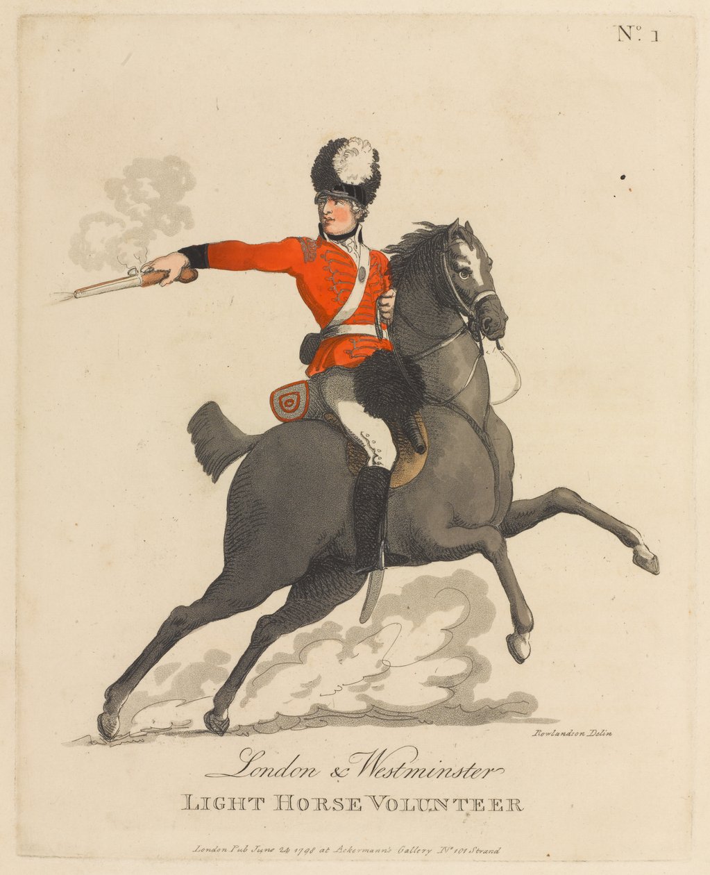 Lontoon ja Westminster Light Horse -vapaaehtoinen tekijältä Thomas Rowlandson