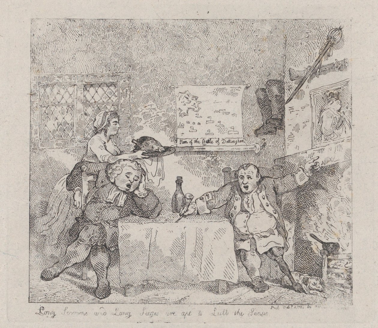 Pitkät saarnat ja pitkät piiritykset sopivat Lull the Sensesille, 11. helmikuuta 1783., 11. helmikuuta 1783. tekijältä Thomas Rowlandson
