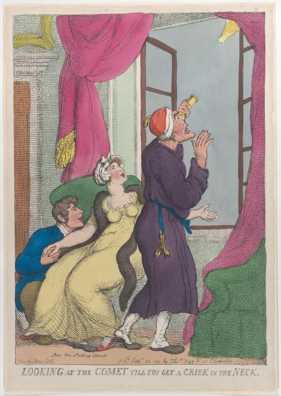 Katsellaan komeetta, kunnes saat riksun kaulaan, 20. syyskuuta 1811, 20. syyskuuta 1811. tekijältä Thomas Rowlandson