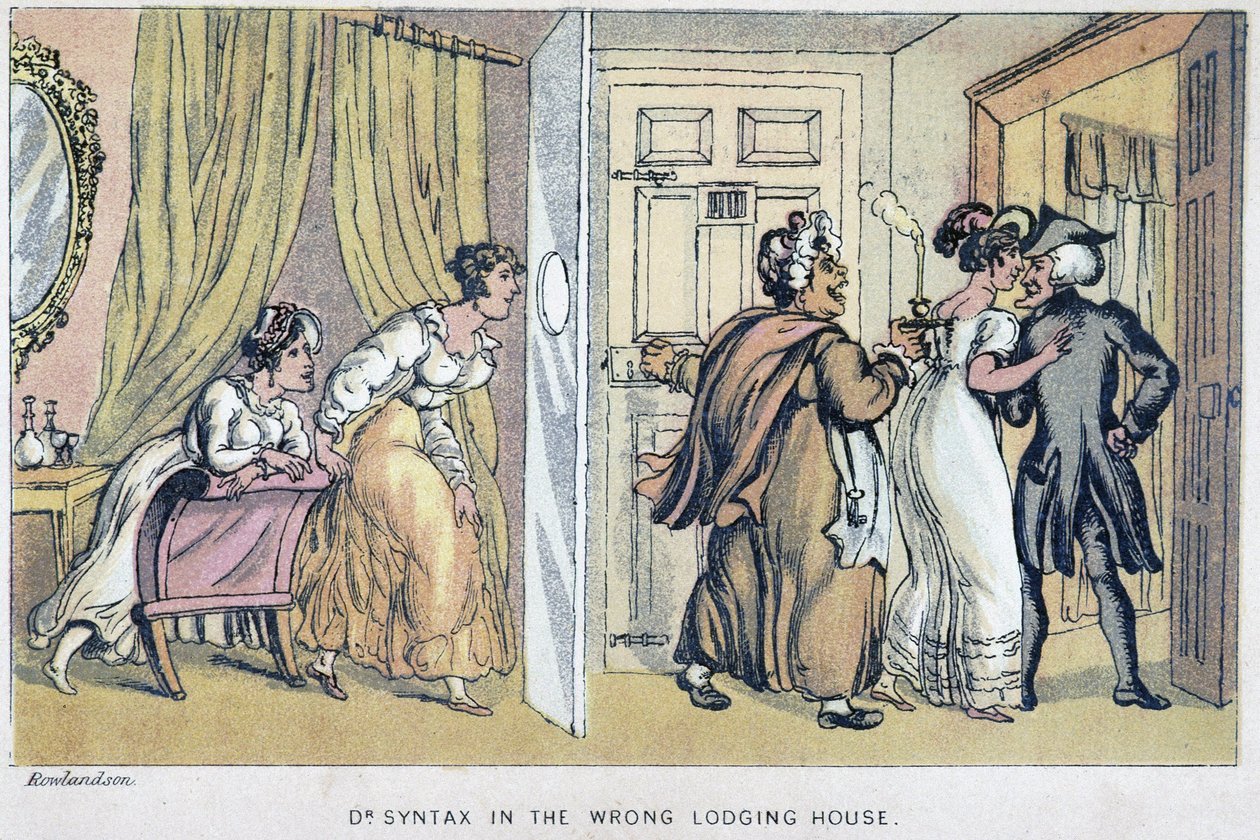 Maison lähellä - "" Doctor Syntaxin kolmella kiertueella etsimässä maalauksellista lohtua ja vaimoa" William Combe, ill. Rowlandson, John Camden Hotten, Picadilly, Lontoo tekijältä Thomas Rowlandson