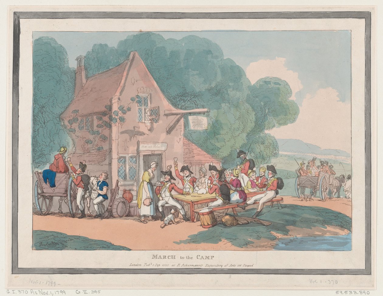 maaliskuuta leirille, 1. syyskuuta 1803, 1. syyskuuta 1803. tekijältä Thomas Rowlandson