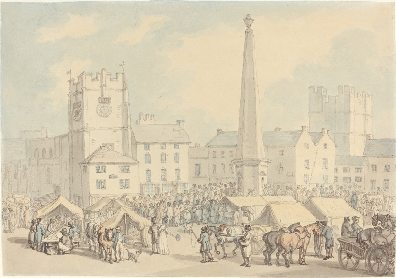 Markkinapäivä Richmondissa Yorkshiressa tekijältä Thomas Rowlandson