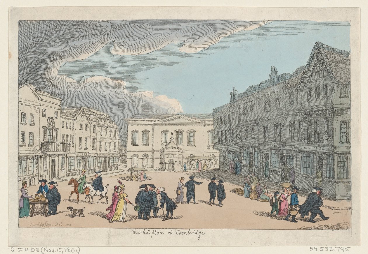 Market Place Cambridgessa, 15. marraskuuta 1801, 15. marraskuuta 1801. tekijältä Thomas Rowlandson