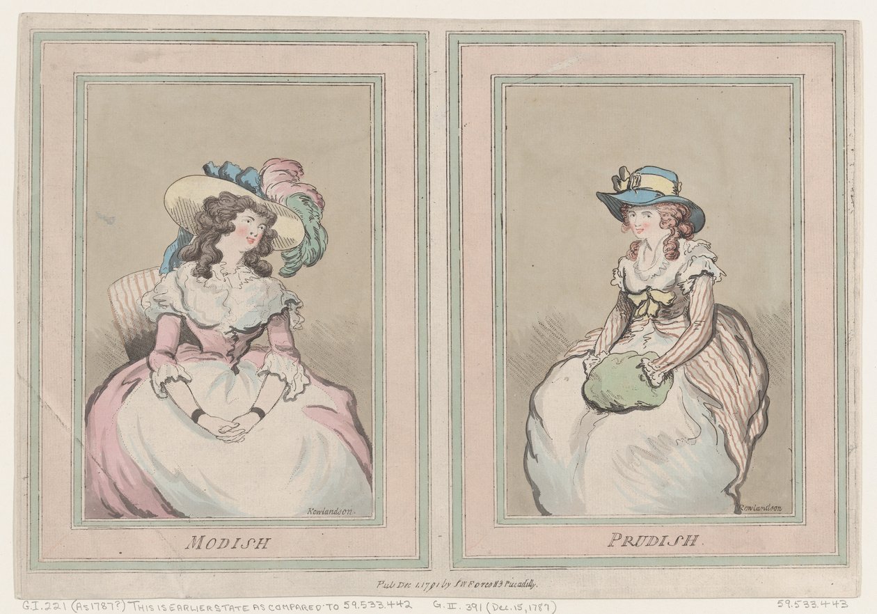 Modish and Prudish, 1. joulukuuta 1791, 1. joulukuuta 1791. tekijältä Thomas Rowlandson