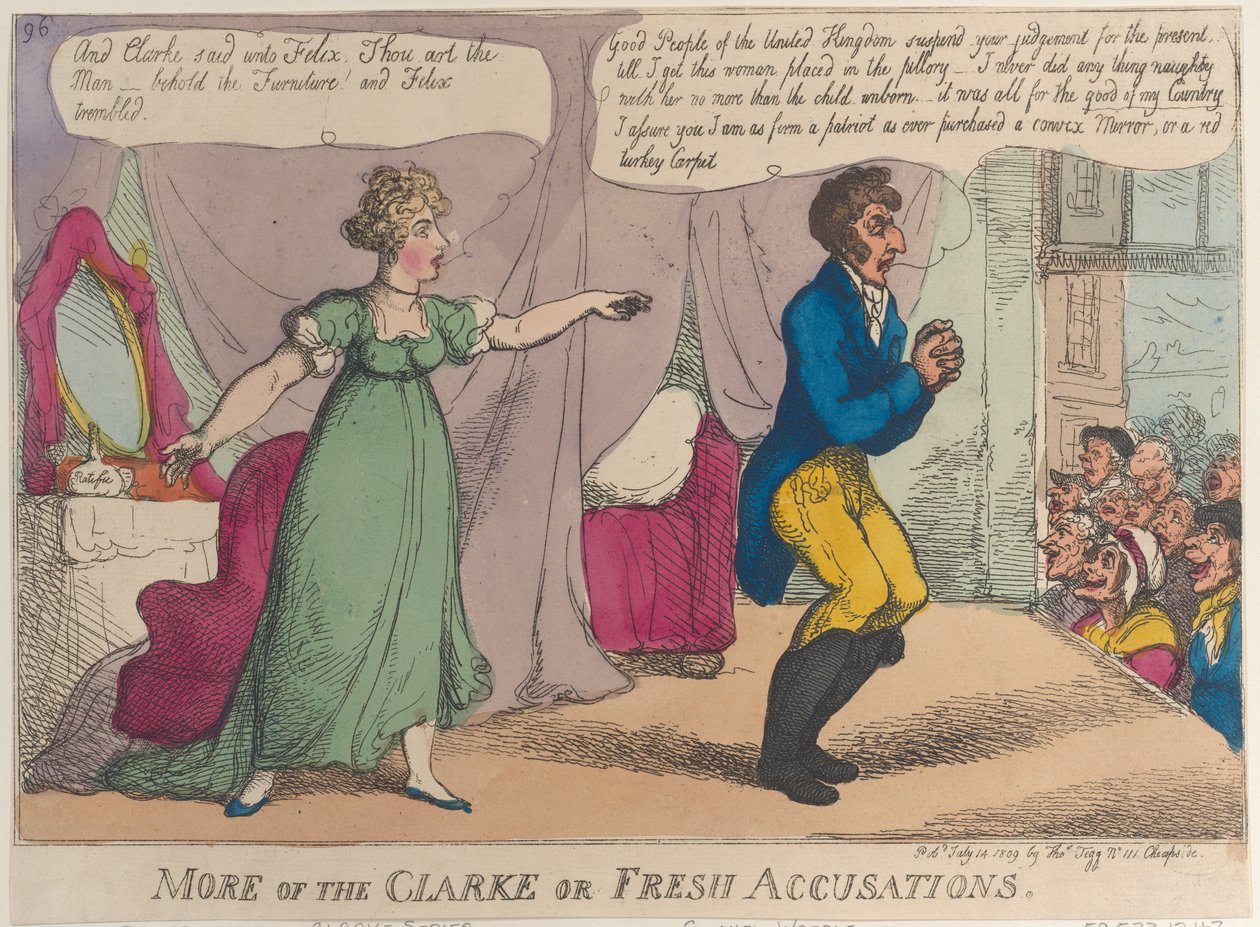 Lisää Clarke tai Fresh Accusations, 14.7.1809., 14.7.1809. tekijältä Thomas Rowlandson