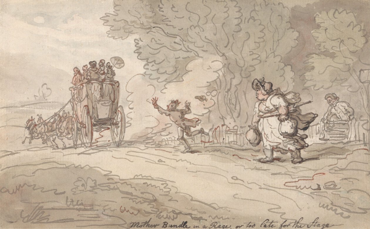 Äiti raivoissaan vai liian myöhäistä nousta lavalle tekijältä Thomas Rowlandson