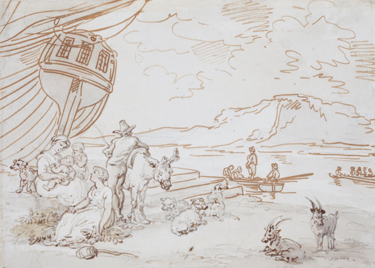 Äiti ja lapset veden äärellä tekijältä Thomas Rowlandson