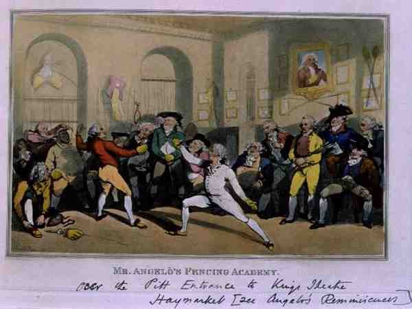 Herra Angelon miekkailuakatemia tekijältä Thomas Rowlandson