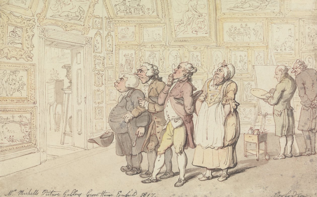 Herra Michellin taidegalleria, Grove House, Enfield 1817 tekijältä Thomas Rowlandson