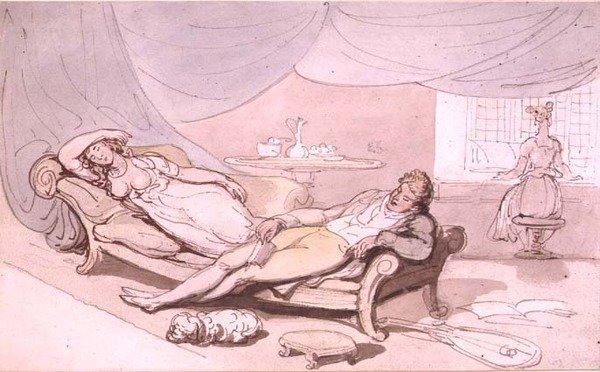Musiikkia kotona (kynä ja muste, akvarelli) tekijältä Thomas Rowlandson