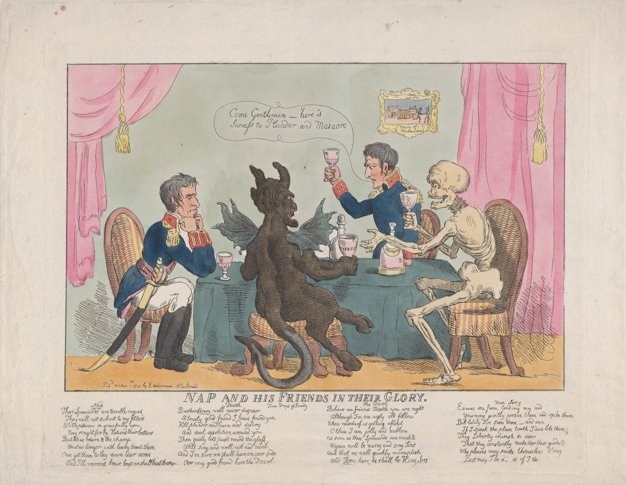 Nap ja hänen ystävänsä loistossaan, 1. lokakuuta 1813, 1. lokakuuta 1813. tekijältä Thomas Rowlandson