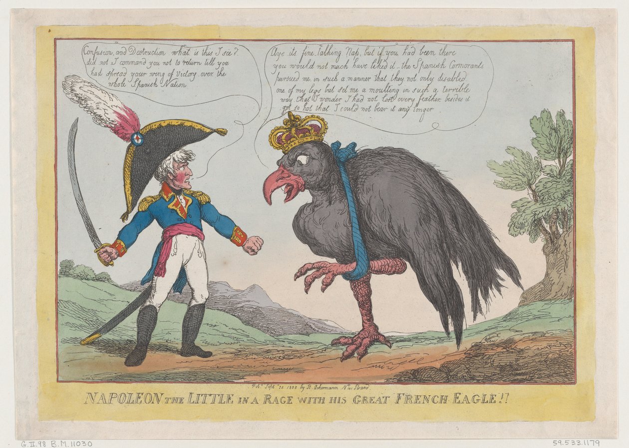 Napoleon Pikku raivoissaan suuren ranskalaisen kotkan kanssa!!, 20. syyskuuta 1808, 20. syyskuuta 1808 tekijältä Thomas Rowlandson