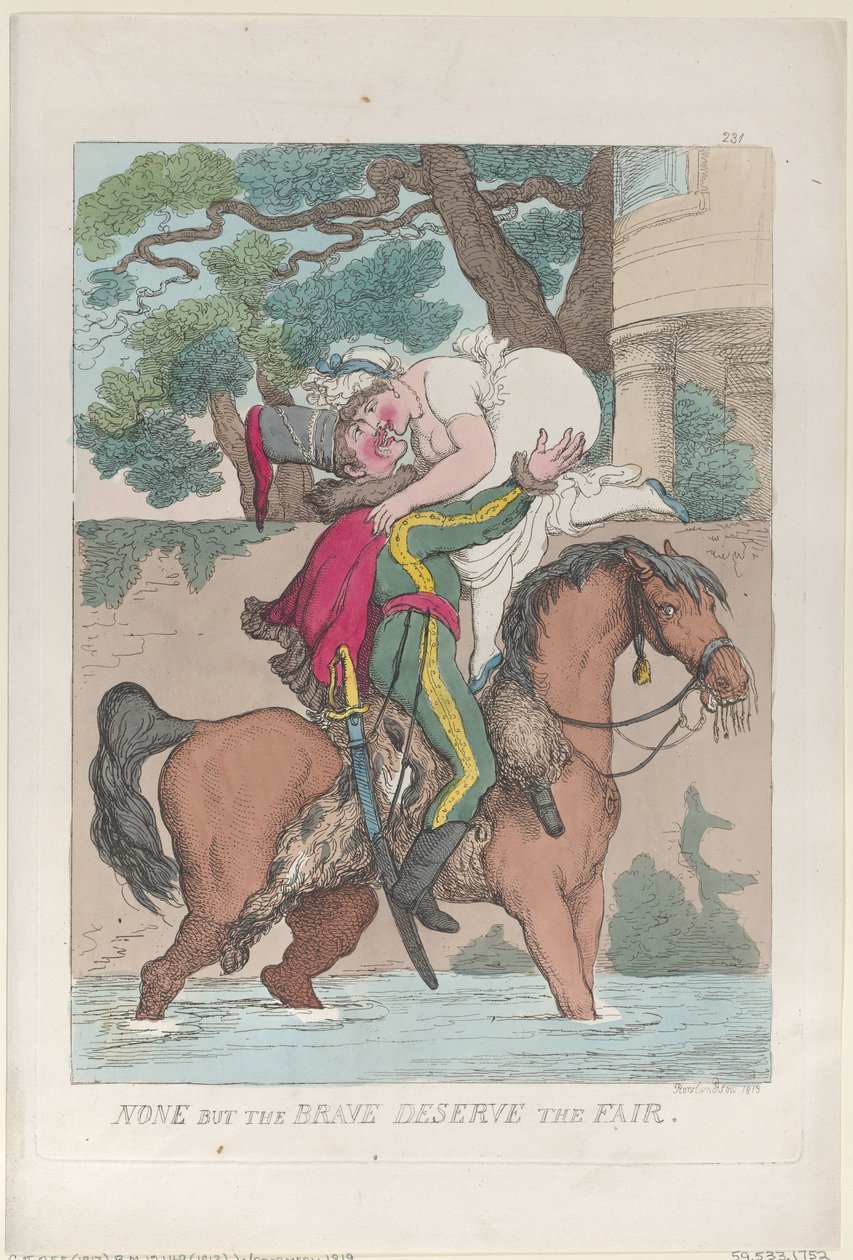 Ei kukaan, mutta rohkeat ansaitsevat oikeudenmukaisen, 1813, 1813. tekijältä Thomas Rowlandson
