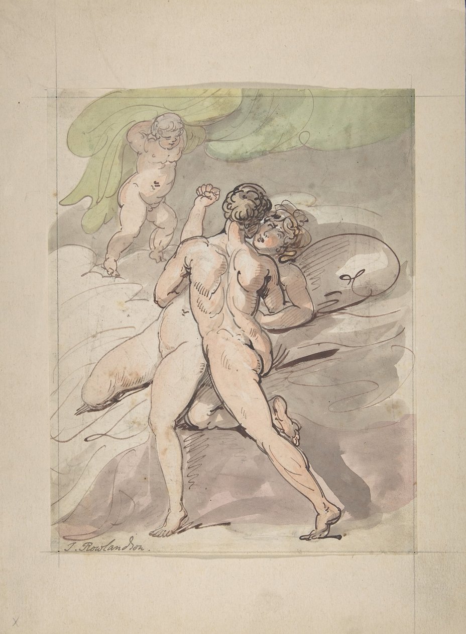 Alastonpari syleilee, 1780-1827. tekijältä Thomas Rowlandson