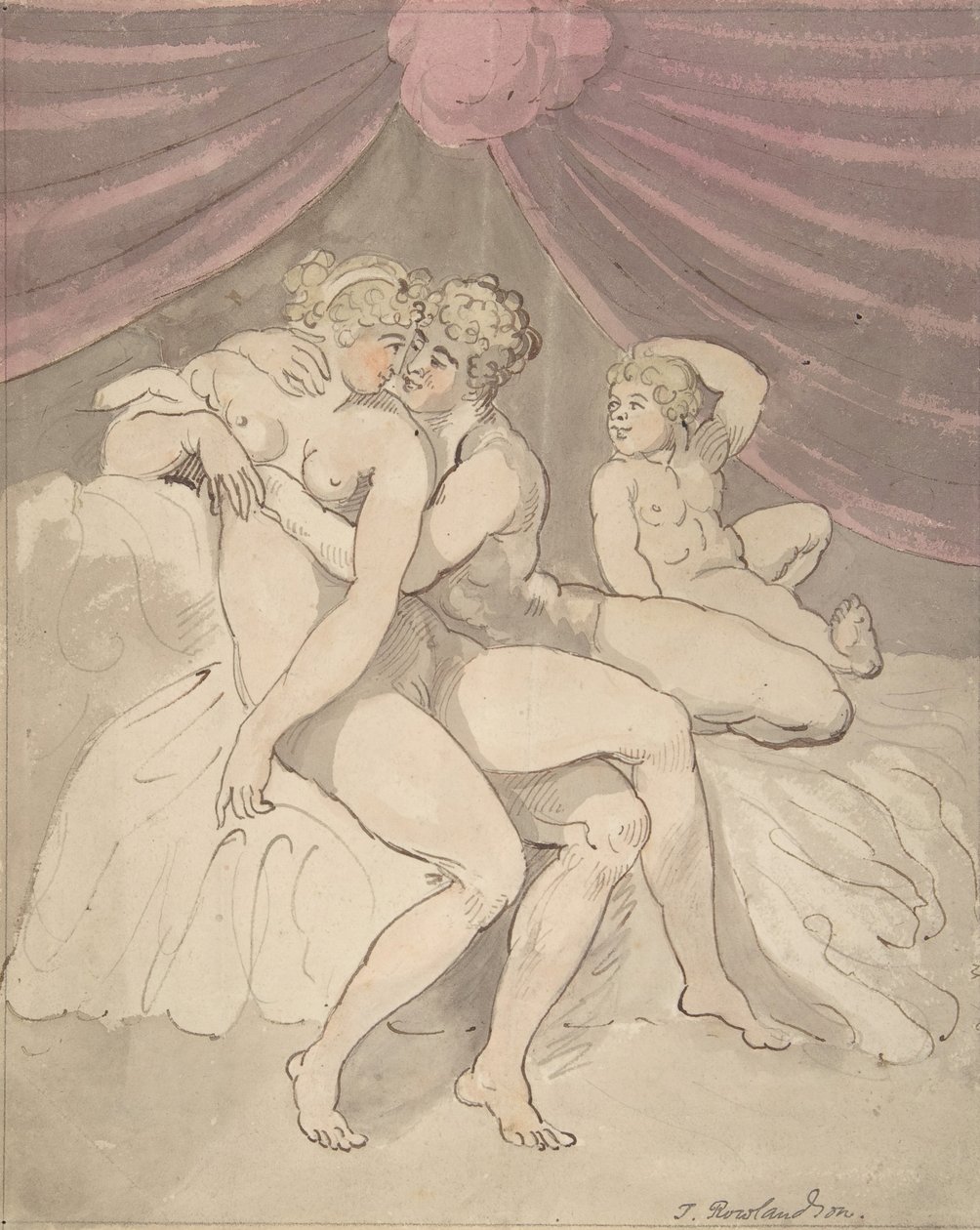 Alastonpari syleilee, 1780-1827. tekijältä Thomas Rowlandson