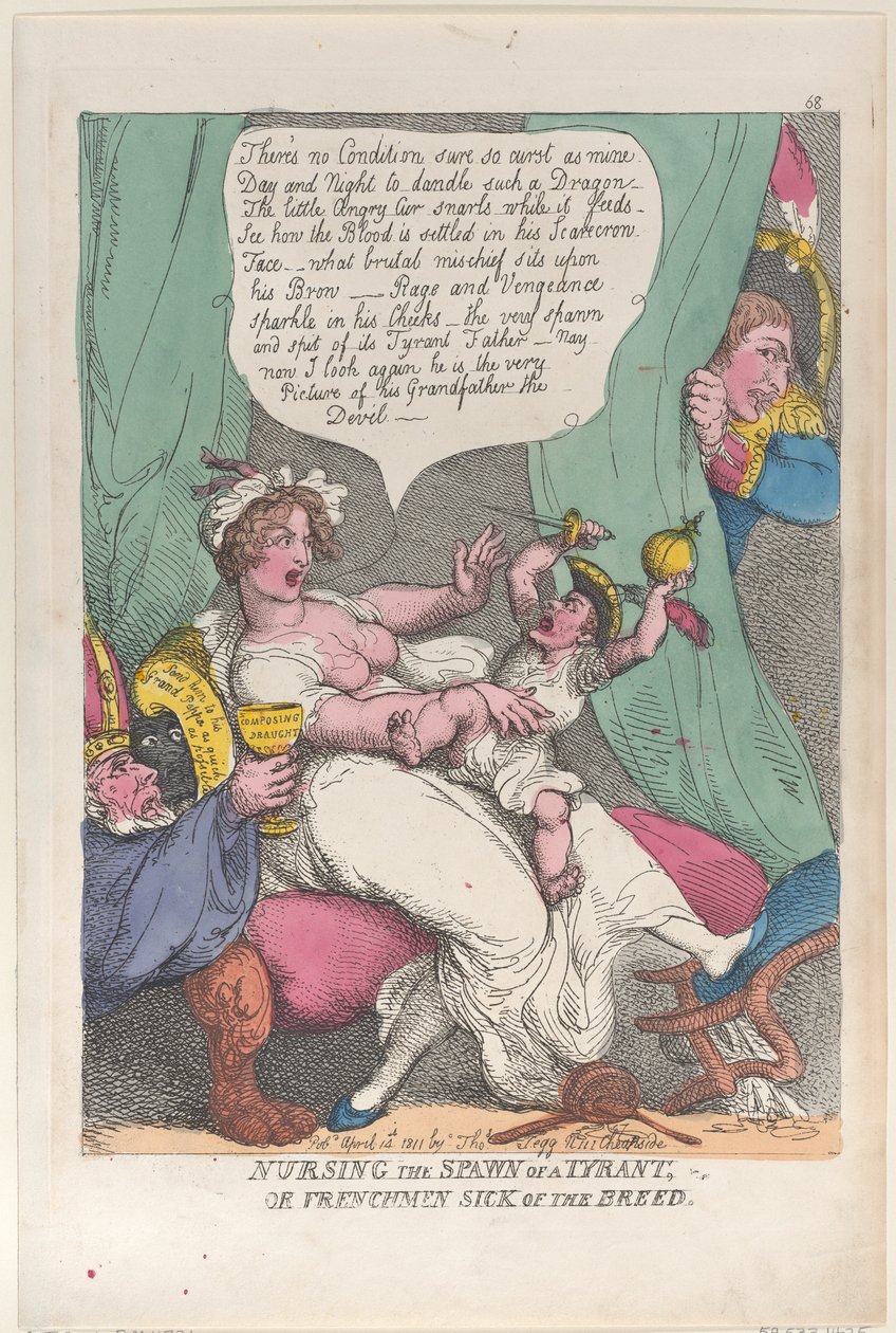 Nursing the Spawn of a Tyrant, 14. huhtikuuta 1811., 14. huhtikuuta 1811. tekijältä Thomas Rowlandson