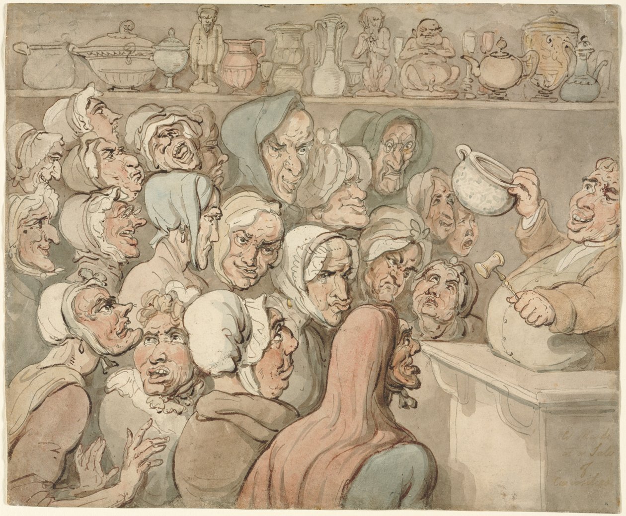Vanhat piiat uteliaisuusmyynnissä tekijältä Thomas Rowlandson