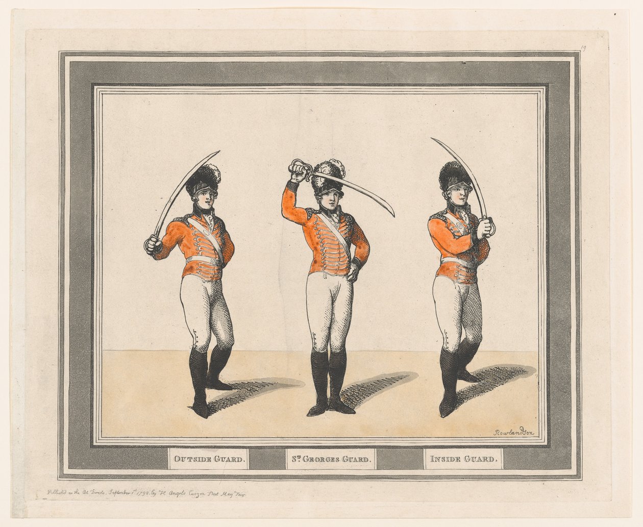 Outside Guard, St. Georges Guard, Inside Guard, 1.9.1798., 1.9.1798. tekijältä Thomas Rowlandson