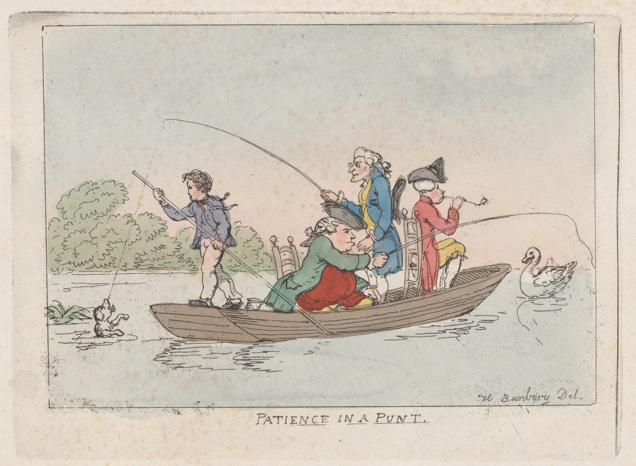 Patience in a Punt, n. 1803, n. 1803. tekijältä Thomas Rowlandson