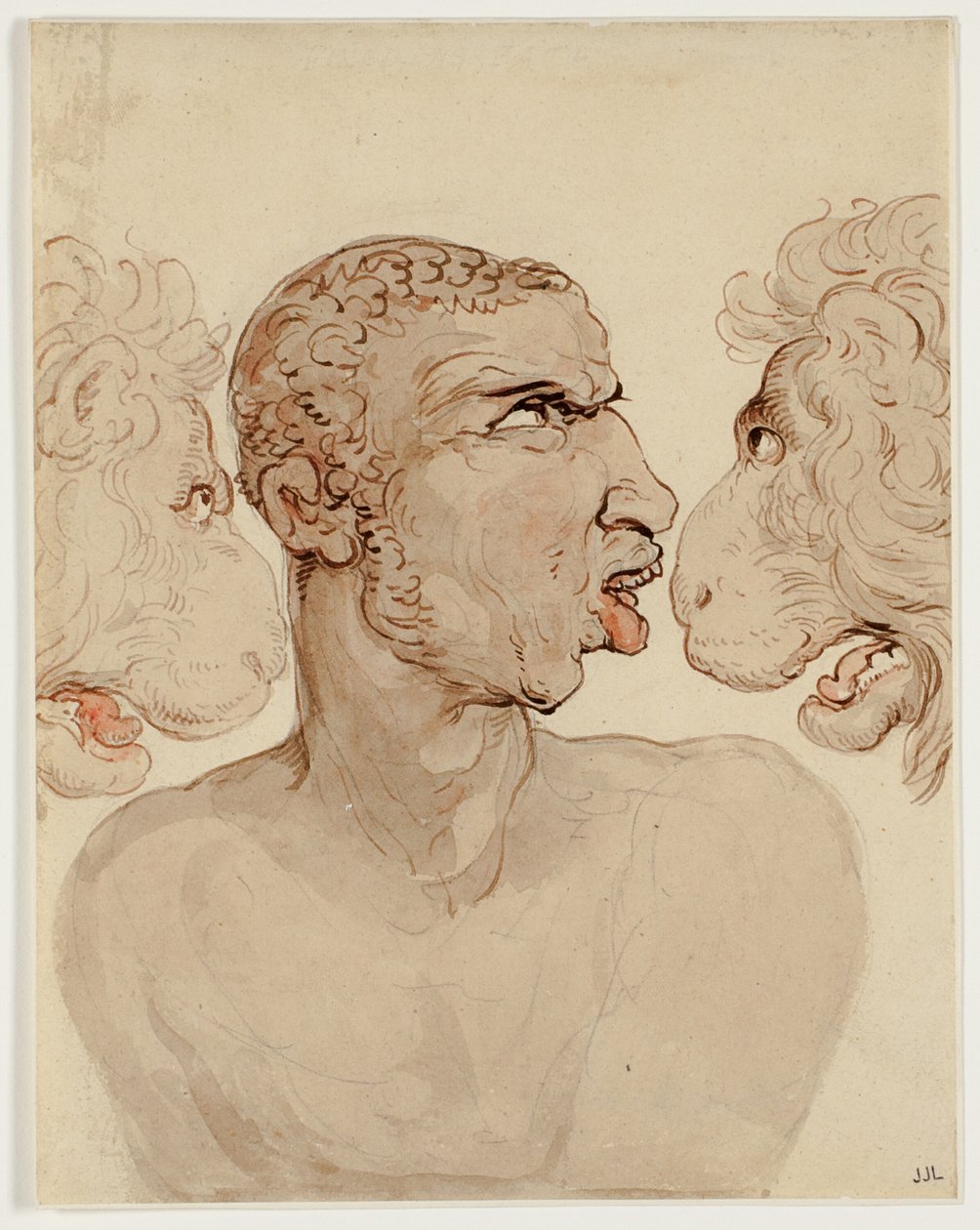 Fysiognominen tutkimus miehen ja kahden leijonan päästä tekijältä Thomas Rowlandson