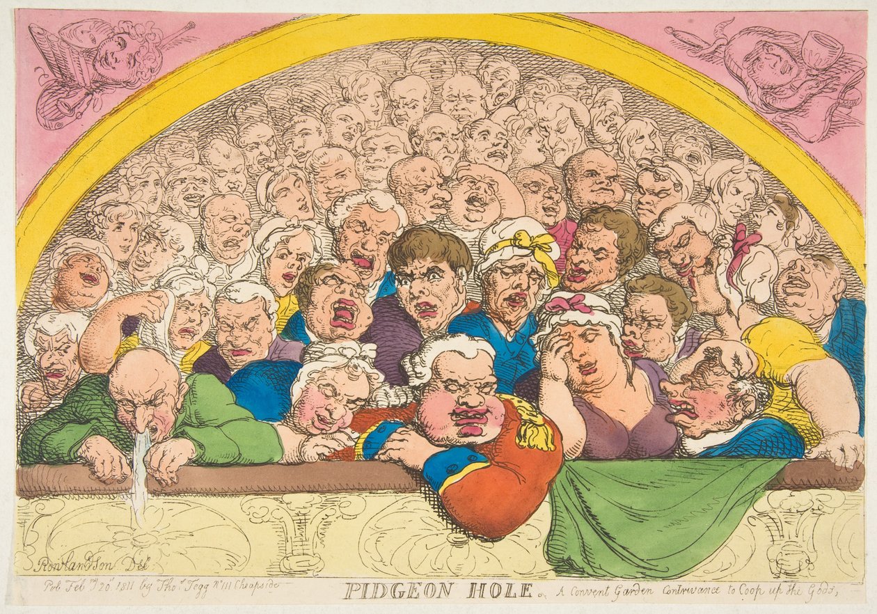 Pigeon Hole. Luostaripuutarhan keino selviytyä jumalista, 20. helmikuuta 1811. tekijältä Thomas Rowlandson