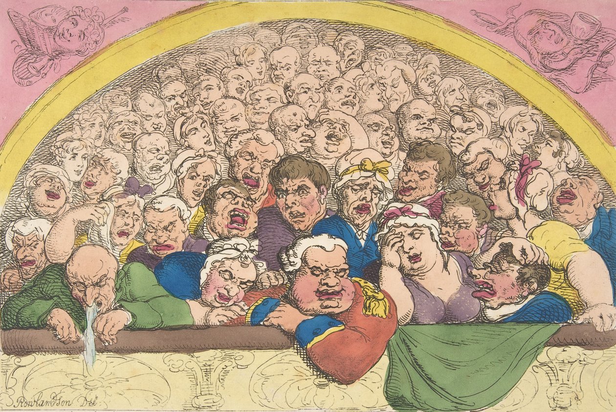 Pigeon Hole. Luostaripuutarhan suunnitelma jumalien yhdistämiseksi, 20. helmikuuta ..., 20. helmikuuta 1811. tekijältä Thomas Rowlandson