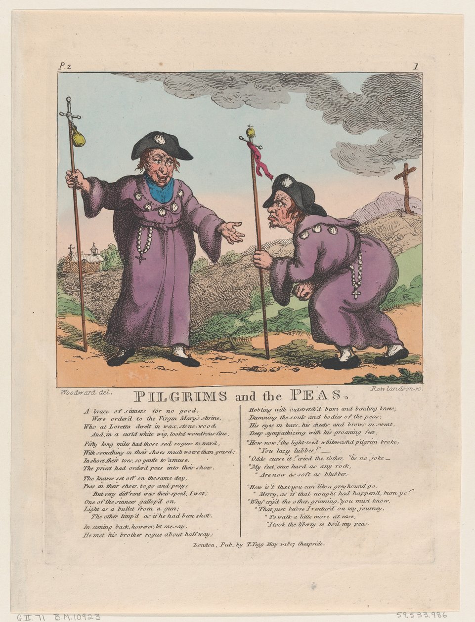 Pilgrims and the Peas, 1. toukokuuta 1807, 1. toukokuuta 1807. tekijältä Thomas Rowlandson