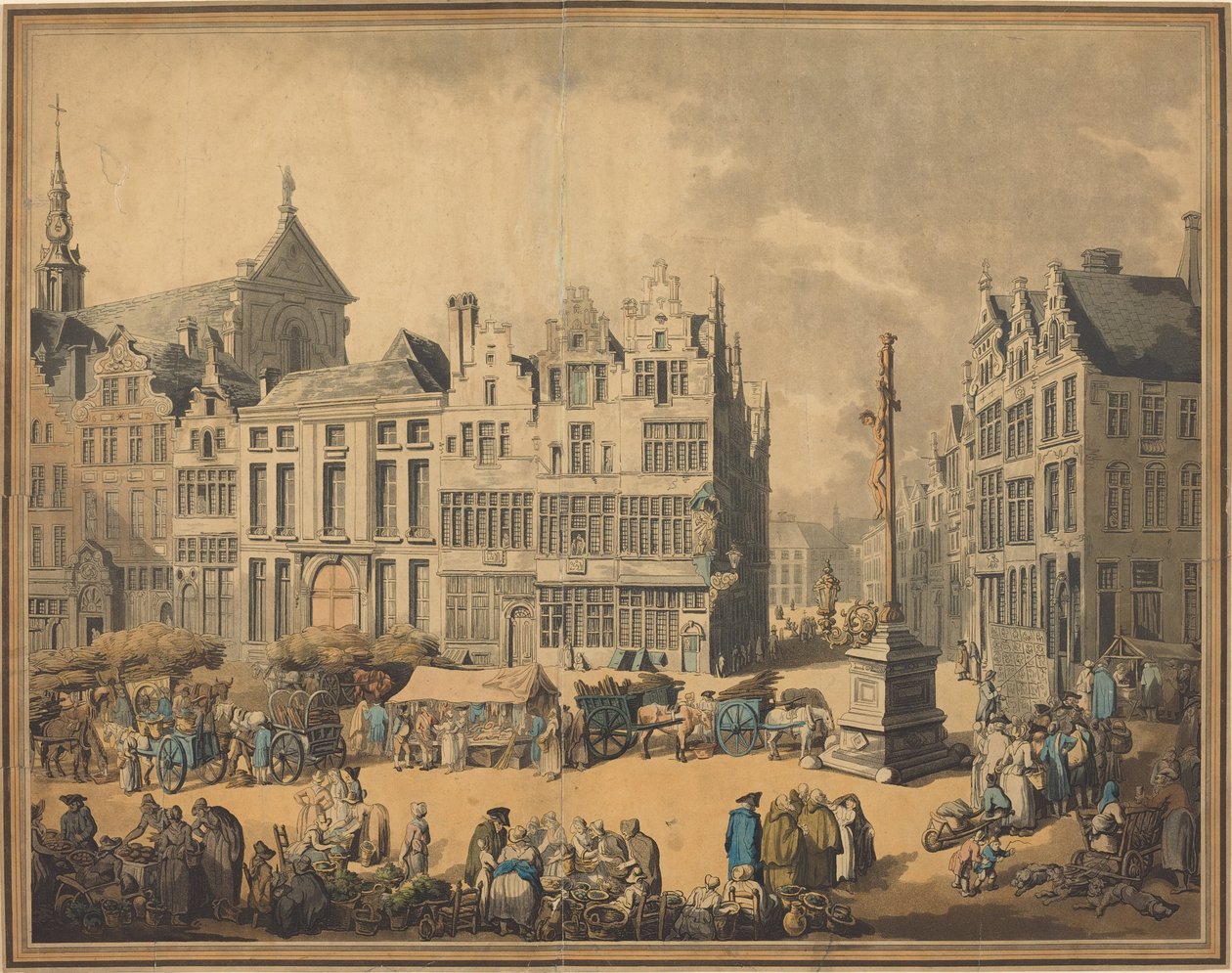 Place de Meir Antwerpenissä tekijältä Thomas Rowlandson