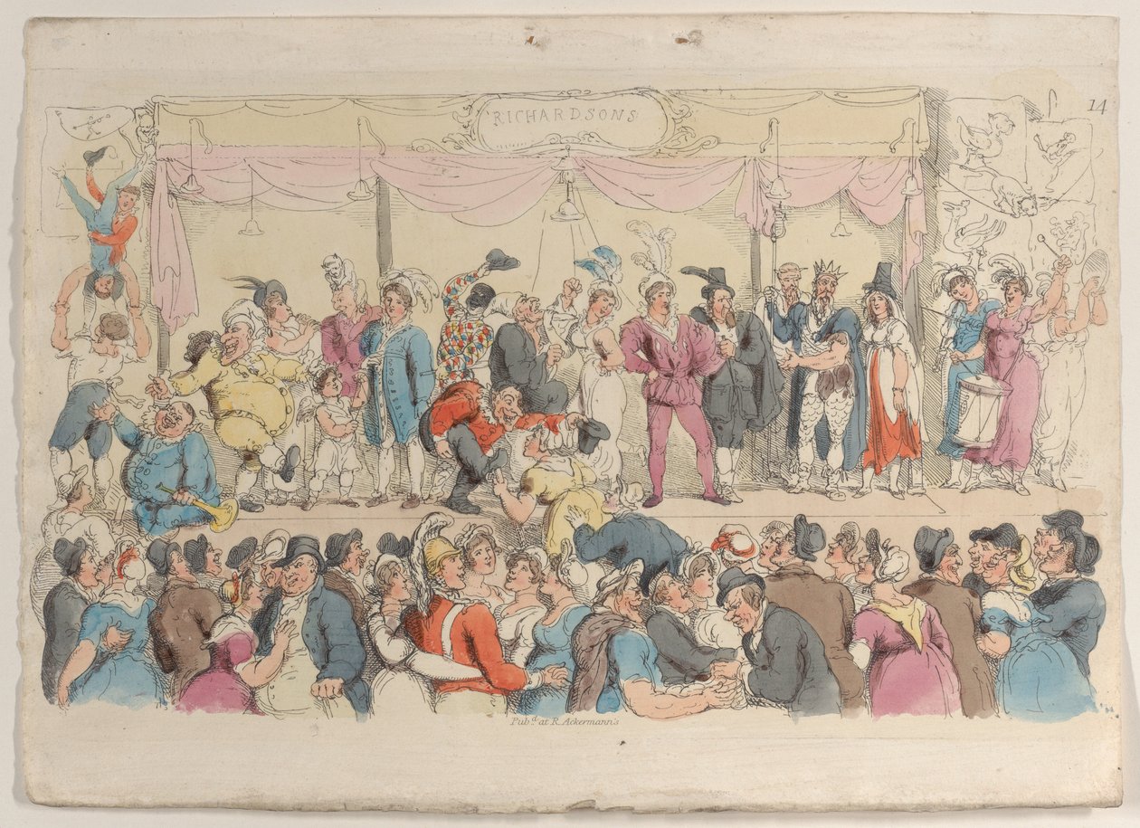 Levy 14: Richardsonin esitys, World in Miniature, 1816, 1816. tekijältä Thomas Rowlandson
