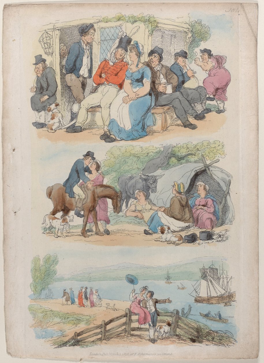 Levy 4: Rekrytointi, World in Miniature, 1816, 1816. tekijältä Thomas Rowlandson