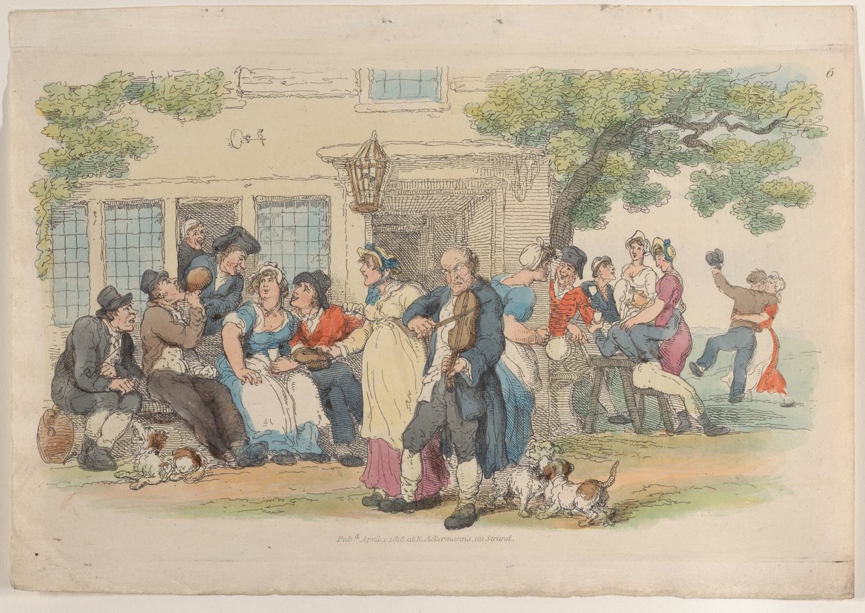 Levy 6: The Ale-House Door, sarjasta World in Miniature, 1816., 1816. tekijältä Thomas Rowlandson
