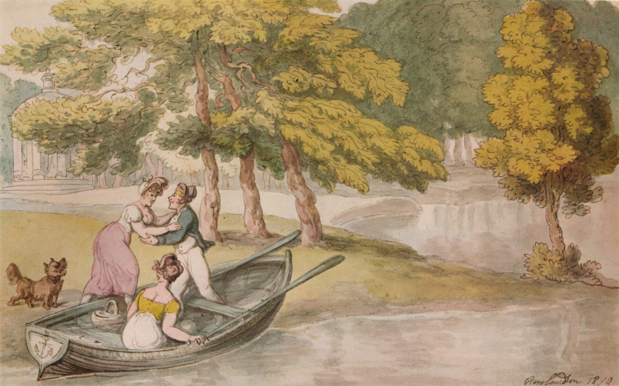 Popes Villa, Twickenham: The Outing, 1819 tekijältä Thomas Rowlandson